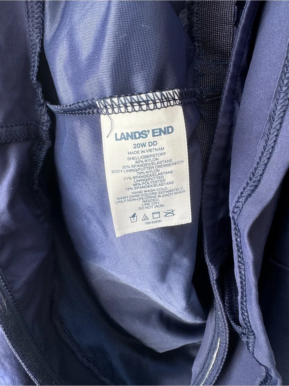 NWOT Lands' End Navy Keyhole High-Neck Slimming Swim Tankini